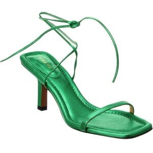 NEW FRAME METALLIC GREEN LEATHER SANDALS